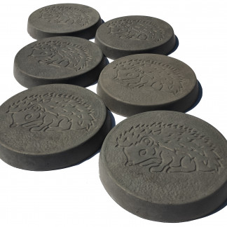 Set of 6 Charcoal Garden Stepping Stones with Hedgehog Design
